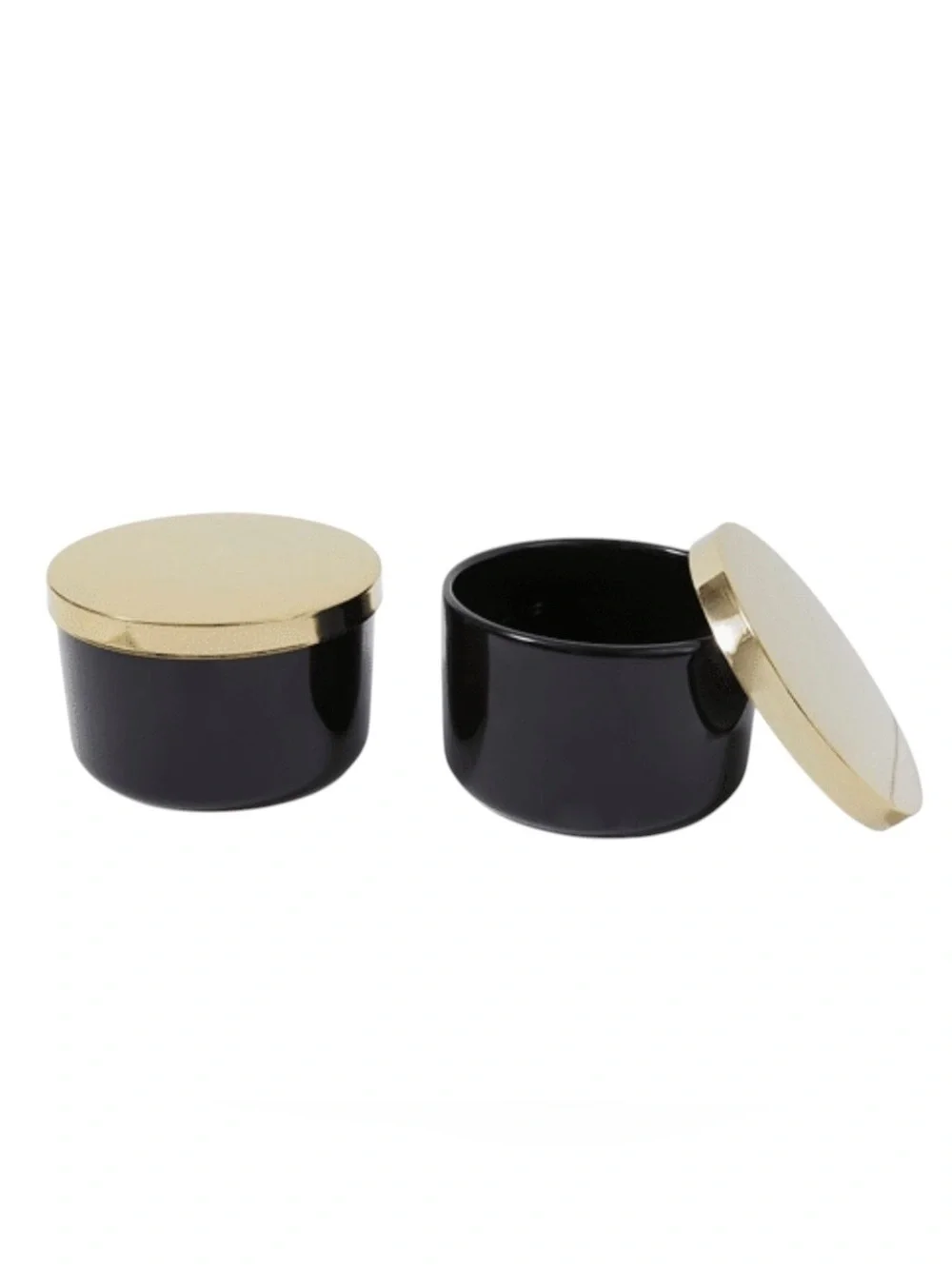 Z GALLERIE Multi-Use Storage Duo (Set of 2) Black with Gold lid